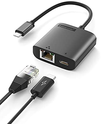 USB C zu Ethernet Adapter mit Aufladen, Lemorele USB C auf RJ45 Gigabit Ethernet LAN Netzwerkadapter mit PD 3.0 USBC Adapter, für MacBook Pro