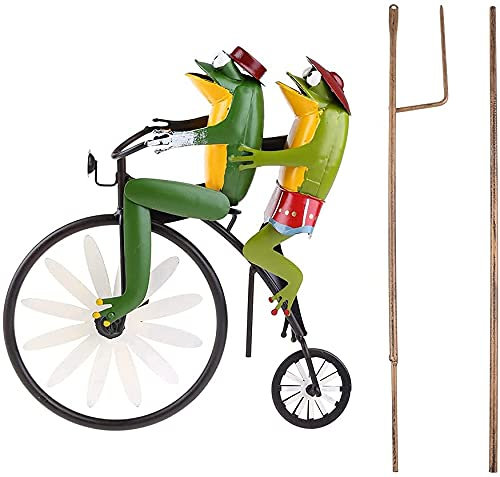 LIOYUHGTFY Moulin à Vent Spinner à Vent Spinner à Vent de vélo d'équitation de Grenouille de Fer avec Le Moulin à Vent de Pile de Jardin de Moto d'animal de Tige Debout 914