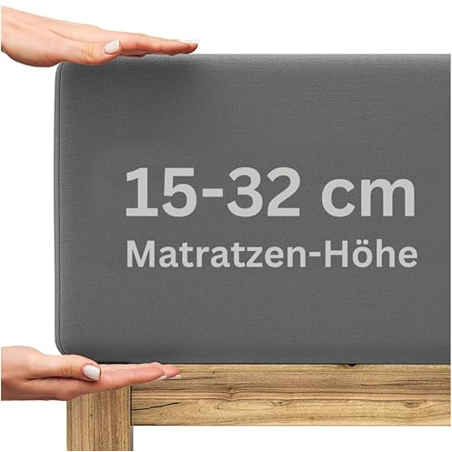 Extra Tiefes Spannbettlaken 200x220 cm - 100% Baumwolle, Elastisch, bis 32 cm Matratzenhöhe | Jersey Bettlaken für Boxspringbetten, Wasserbetten & Hohe Matratzen (Auch 180x200, 200x200 cm)