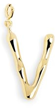 SINGULARU - Charm Lettre XL. Pendentif initial en laiton avec finition plaqué or 18Kt. À combiner avec un collier. Bijoux pour femme. Lettre V