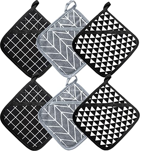 DXRPO Maniques Cuisine et Gant Four Résistants à la Chaleur 392 ° F, Gant Cuisine Four Épaisses Set de Coton Recyclé Rempli, Gants Cuisine pour la Cuisine, la Pâtisserie, 18cm x 18cm (Multicolore 2)