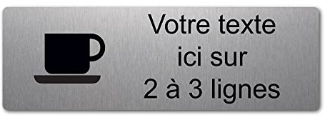 Mygoodprice Targhetta incisa personalizzata autoadesiva Logo Tazza - 20 x 6,5 cm personalizzata da 1 a 3 righe in alluminio spazzolato