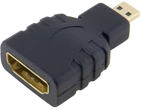 SeKi Adattatore HDMI A femmina a Micro HDMI D, femmina a maschio, connettore femmina a maschio, connettori dorati, colore: nero