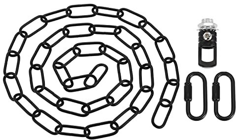 YOKIVE 1 Juego de Cadena para Lámpara Colgante, Eslabones de 4Mm de Grosor Con Ganchos Conectores, Ideal para Luces de Techo, Lámparas (Negro, 56)
