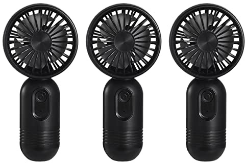 VanSmaGo Portable Mini 3-pack Handheld Personal Small Fan with 3-speed for Travel, USB Rechargeable Battery Operated Eyelash Fan, Black