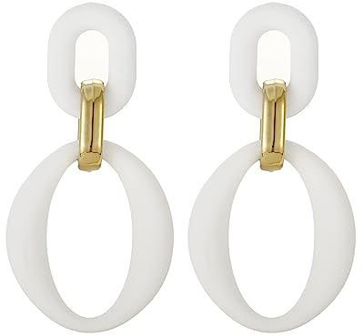SIXDUTON Pendientes De Oval Acrílicos Para Mujeres, Oval De Pendientes Llamativos Bohemios Joyería De Moda (Blanco)