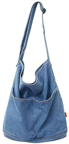 VALICLUD Jeans Tasche Damen Groß Canvas Shopper Mit Verstellbarem Schultergurt Halbrundem Design Vielseitige Umhängetasche Für Alltag Freizeit Shopping