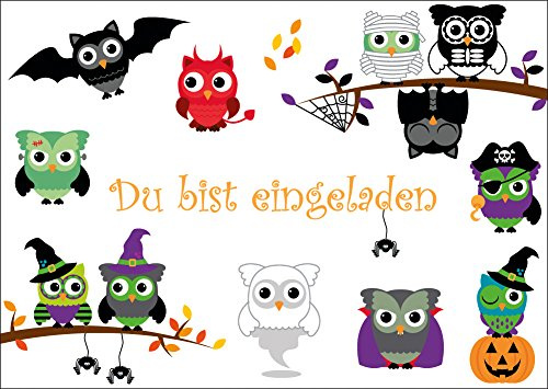Edition Colibri Einladungskarten zum gruseligen Kindergeburtstag oder Halloween Party (10646 FR), Weiß / Grün / Rot