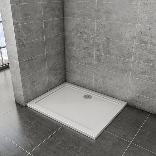 Rechteck Duschtasse Stein-Effekt Duschwanne Für Duschkabine,Weiß 100x80cm