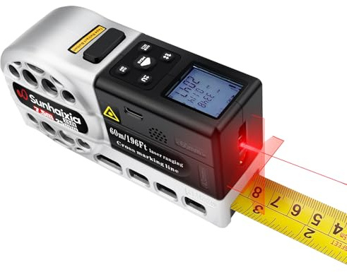 2 in 1 Digital Laser Tape Measure | 130ft/40m Laser Distance Meter Display On Backlit LCD Screen with 16ft/5m AutoLock Measuring Tape | Ft/Inch/Fractions/M/mm