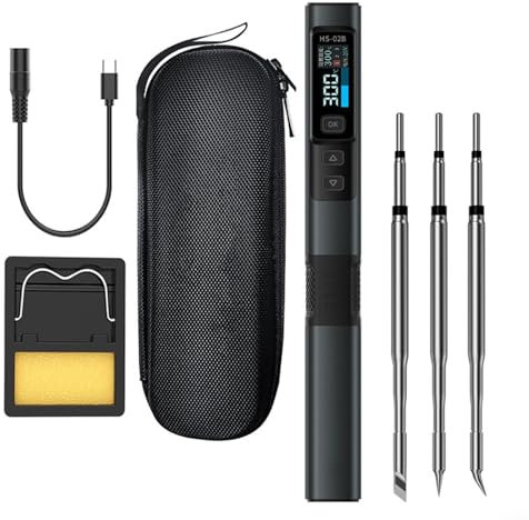 Lötkolben Kit für FNIR HS02B 100W Intelligenter Lötkolben 2,4 cm Lötstift Schweißen, Temperatur Einstellbar Elektrischer Lötkolben Pistole Schweißset