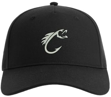 Lauthings Angelhaken Fisch-Baseballkappe bestickt Herren Hut Unisex Sport Schwarz, Schwarz , Einheitsgröße