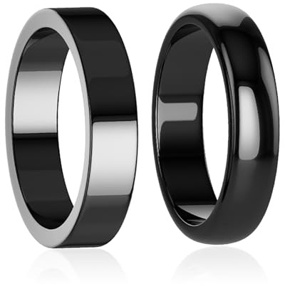 Lonage Hämatit-Ring für Frauen Männer, echter magnetischer schwarzer Steinring für Angst-Balance-Wurzel-Chakra, absorbieren negative Energie Schmuck Geschenke Größe 6-13 (10)