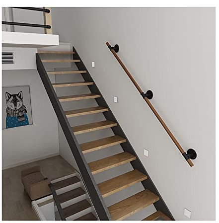 corrimano da esterno in legno naturale antiscivolo per scale corrimano in legno massello per uso domestico a parete ringhiere per soffitta per anziani barre di supporto per corridoio (dimensioni: 2,7