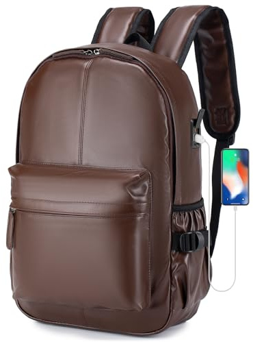 SPAHER Zaino da Viaggio PU Pelle Aereo 40x30x20 Ryanair Wizzair Zaino Porta PC 15,6 Pollici con Porta di Ricarica USB Donna Uomo 25L Piccolo Zaini da Cabina Lavoro Bagaglio a Mano Travel Backpack