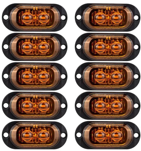IGTOPS Seitenmarkierungsleuchte 12/24V Anhänger-Seitenleuchte Licht für LKW Wohnmobil Wohnwagen (Gelb, 2*LED, 10 Stück)