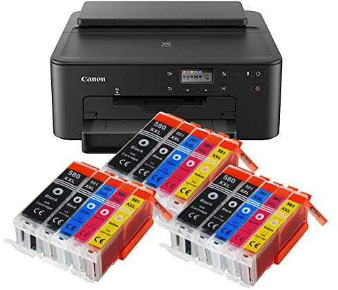 IC-Office TS705a Farbtintenstrahl-Drucker (Drucker, USB, CD-Druck, WLAN, LAN, Apple AirPrint) Schwarz + 15 XXL Tintenpatronen
