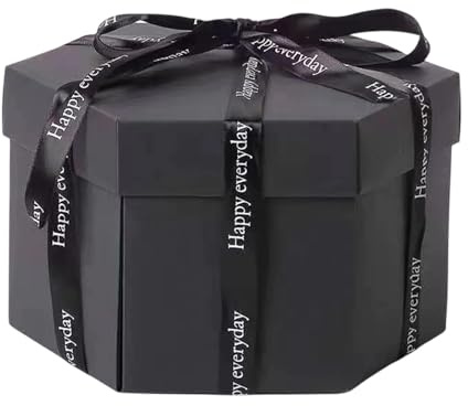 Schwarze Box - Schwarz, Explosive Geburtstagsbox | Mehrschichtige Überraschung Geschenkbox mit versteckten Fächern, kreative Sprengbox für Geburtstag, Hochzeit