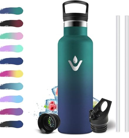 Borraccia Termica 500ml, Borraccia Termica Bambini con Cannuccia, Bottiglie Isolate a Doppia Parete Riutilizzabile, senza BPA, Bottiglia Termica a prova di perdite, per Bambini, Scuola, Campeggio