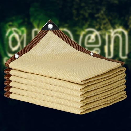 Tenda parasole a vela impermeabile ombreggiante in tessuto 3 x 4 m per patio, anti calore, anti foglie, piscina, antivento, beige, 6 x 7 m