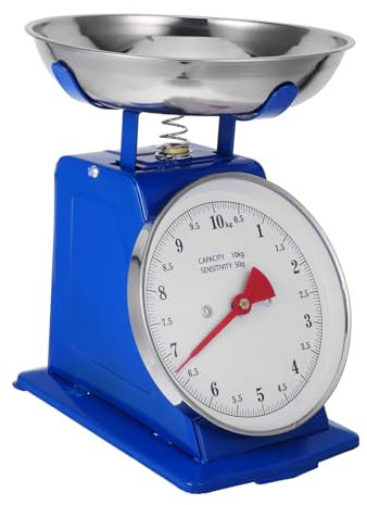 JECOMPRIS Báscula De Cocina Mecánica Retro: Báscula Manual De 10 Kg Con Dial Grande Y Bandeja Desmontable Para Ingredientes Secos, Frutas, Verduras Y Granos De Café.