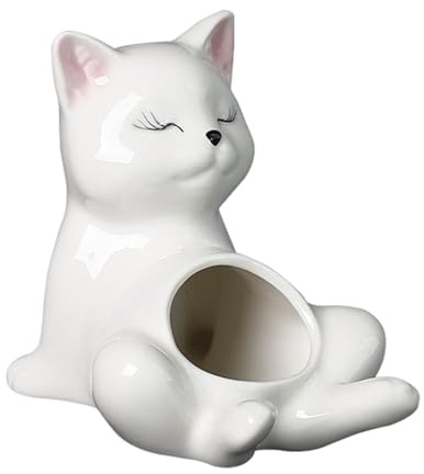 SVCEQZE Macetas Pequeñas - Macetero De Cerámica con Forma De Gato - Suministros para El Hogar Decoración Adorable para Jardín En Alfeizar O Balcón