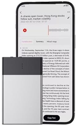 Plyisty Registratore Vocale AI con Controllo delle App, Registratore Audio Digitale con Trascrizione ＆ Riassumere, Oltre 100 Lingue, Custodia Magnetica, per Lezioni (8G)