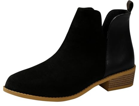 LOIJMK Stivali western, da donna, in pelle scamosciata, da cowboy, da motociclista, stile vintage, con tacco, da equitazione, da lavoro, per autunno e inverno, Nero , 40 EU