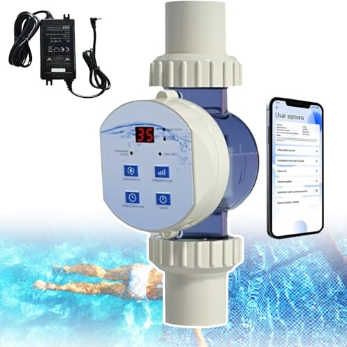 SUNBGRPYE éLectrolyseur De Piscine, GéNéRateur De Chlore Au Sel Intelligent, Wi-FI IntéGré (TéLéCommande App), avec Fonction De Nettoyage Automatique + Alarme De Salinité, Piscines De 10-45m³ 2.5g/h