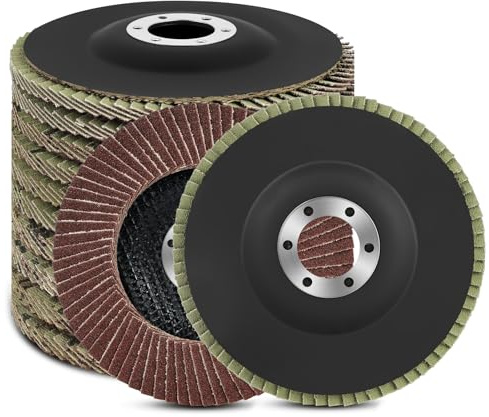 Flintronic 10-pack lamellskivor, Ø115mm x 22mm, korn 40/60/80/120, blandad uppsättning, lamellskivor, slipmop, slipskivor, flap disk för metall, trä, vinkelslip, polermaskin - Röd