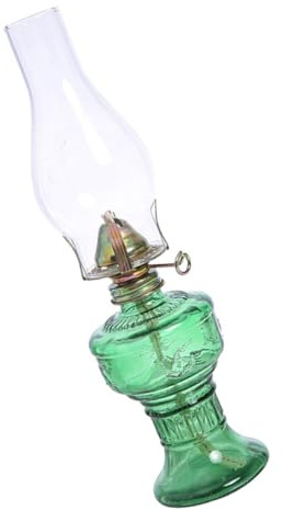 Amosfun Vintage Öllampe aus Glas Große Petroleumlampe mit Kerzendocht Dekorative Laterne für Camping Outdoor und Wohnraum Wetterfeste Gartendeko Stilvolle Beleuchtung für Wohnzimmer und