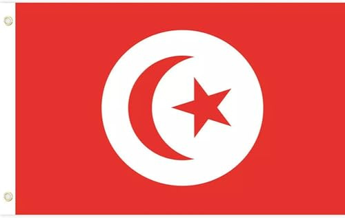 Drapeau Coupe du Monde 2026 - Drapeau national officiel 1,5 m x 90 cm, double face, avec œillets en laiton, États-Unis, Canada, Mexique (Tunisie)