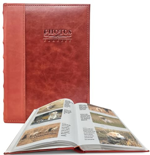 Hunting Photo Album 4x6 Pictures: 300 Slip-in Pockets Large Capacity PU Leather Cover Photo Album with Writing Space - Travel Family Wedding Kids Graduation Picture Album Scrapbook, Red