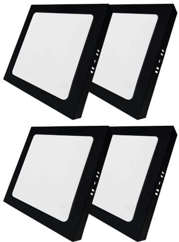 LUXULA LED Aufbauspot flach Schwarz 4 Stück, 18W 1800lm, 226x35mm, IP44 LED Aufputz, Spot CCT 3000K 4000K 6000K einstellbar, Deckenlampe Aufputz Aufbauleuchte, Spot für Bad, Küche, Flur & Wohnzimmer