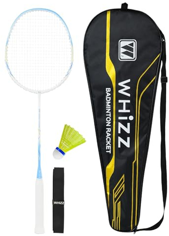 BAIHUALIN WHiZZ Carbon Graphit Badminton Schläger Set, Leichtgewicht Badmintonschläger Federball Set für Training, Übung, Freizeit + Federbälle + Griffbänder + Tragetasche