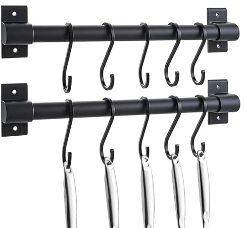 Aramanara 2Pcs 30cm Kitchen Hanging Rail, Wall Mounted Kitchen Utensil Rack