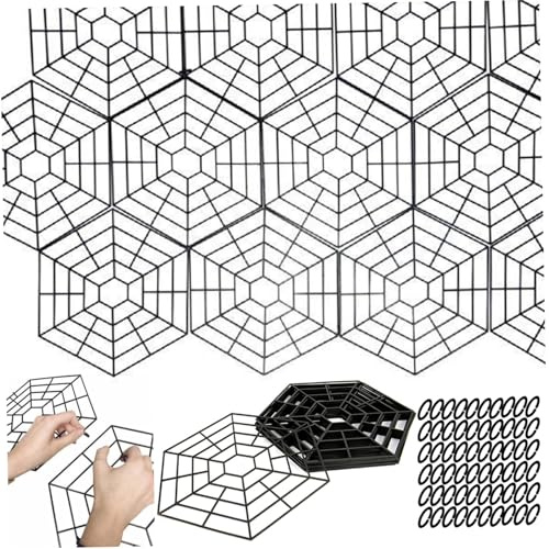 Takingup 20 Unids/Set Red de Estanque, Cubierta Protectora de Estanque Hexagonal Accesorios de Protección de Red de Nylon Flotante para Resistir Garzas Cuervos, Negro, Cubierta