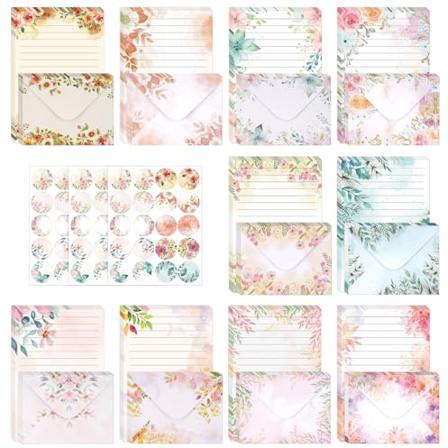 160 Pcs Floral Letter Writing Paper and Envelopes for Invitations,Letters