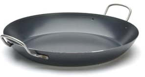 De Buyer 5023.37 'La Lyonnaise' Poêle à Paella - 2 Anses Soudées - Tôle d'Acier Bleue - Ep. 1,5 mm - Diamètre 37 cm, Bleu