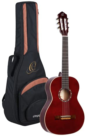 Ortega Guitars 3/4 Konzert Gitarre – Family Series – Inklusive Gig Bag – Fichte, Mahagoni, Rot (R121-3/4WR)