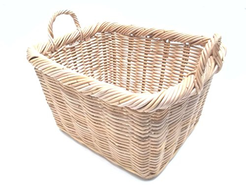 Kaminkorb, Holzkorb, Erntekorb aus Rattan-Peddigrohr hell-naturfarbig 60cm x 47cm