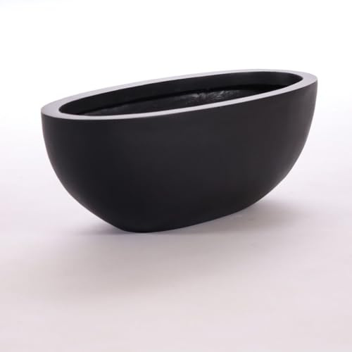 Pflanzschale Fiberglas oval 51x23xH18cm elegant schwarz-matt.