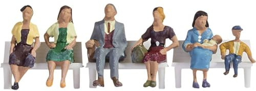 NOCH H0 Figuren Sitzende, handbemalte Modellbau Figuren für H0, ideal als Modellbahn Zubehör