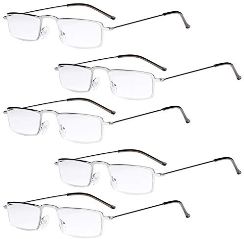 Eyekepper 5-Pack rostfrei Staal Rahmen Halb-Augen Art Lesebrille Leser Silber +1.5