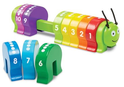 Melissa & Doug Counting Caterpillar, Classic Wooden Developmental Toy for Motor Skills and Problem Solving, 10 Brightly Coloured Numbered Segments for Kids Age 2+