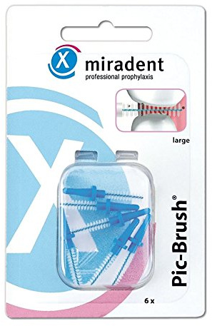 miradent Pic-Brush Ersatzbürsten, 6 Stück: blau, large, 3,0 mm