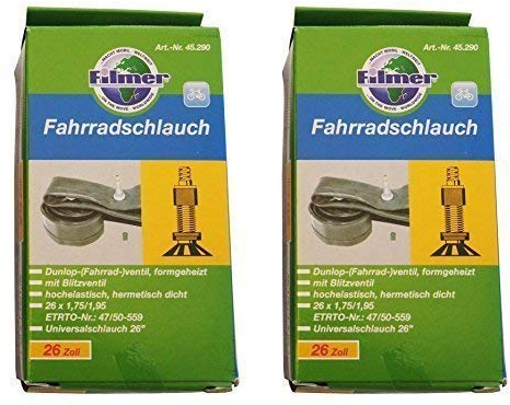 2 x Fahrradschlauch 26 x 1,75/1,95 Dunlop-(Fahrrad-)ventil, 47/50-559