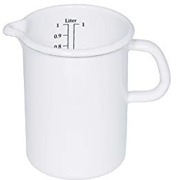 Riess, 0337-033, Küchenmaß Ø 9cm, WEISS, Weiß, Emaille, Vol. (rec.): 0,5 Liter, Made in Österreich, LBH: 14,6x10,4x12,1cm, 0,318kg, Deckel, Induktionskocher kompatibel, Gasherd geeignet