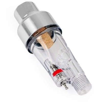 Wiltec Mini Luftfilter mit Wasserabscheider für Airbrush Kompressor, mit 2x 9,51mm (1/8) Gewinde, Zubehör, für Modellbau, Tattoos, Nailart