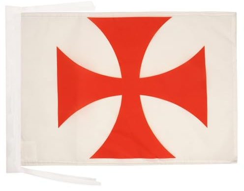 AZ FLAG Flagge Templerorden 45x30 cm Polyester 100D Kordeln | Für innen und außen Tempelherren dekorative Flagge doppelte Nähte und verstärkte Kanten mit Schnüre 100D Polyester